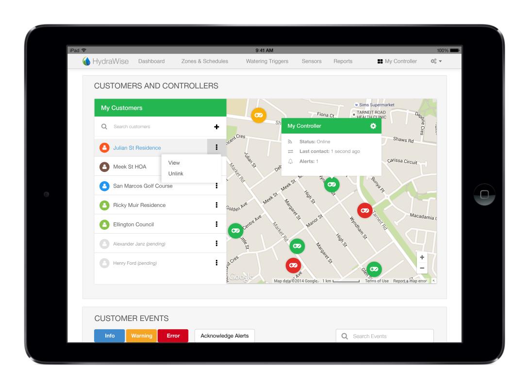 Das Hunter Hydrawise Steuerungssystem über das Tablet.